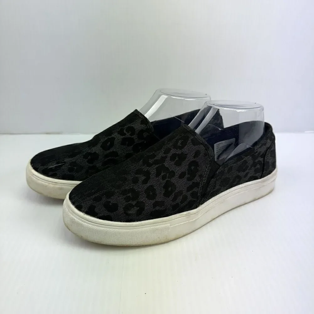 Black Leopard Slip On Sneakers Women’s 7 Casual Canvas Shoes Magellan